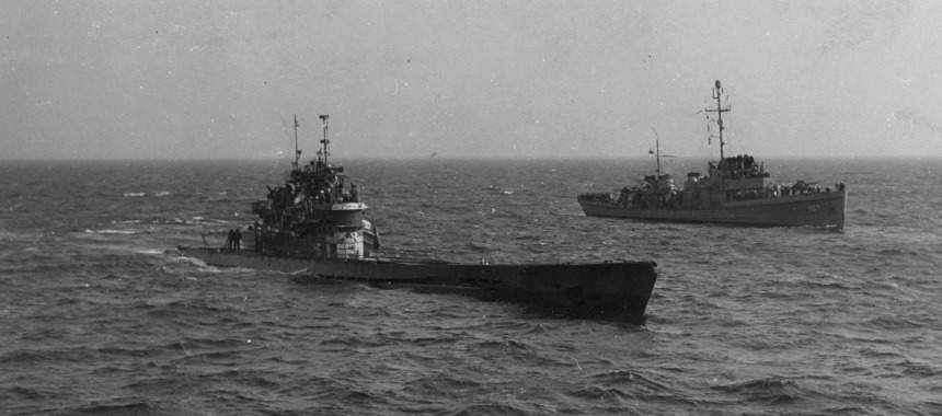 German submarine U-1228 surrenders at Portsmouth NH in May 1945