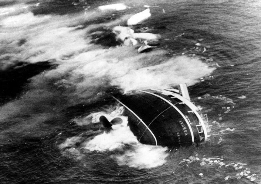 Andrea Doria уходит на дно Атлантики