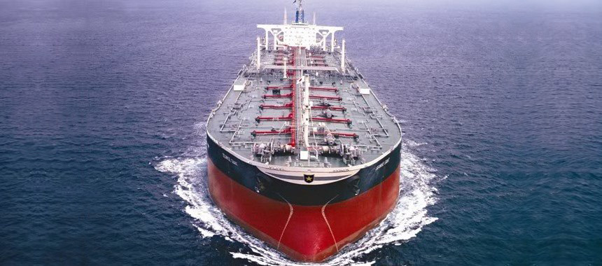 The super tanker Seawise Giant during sea trials