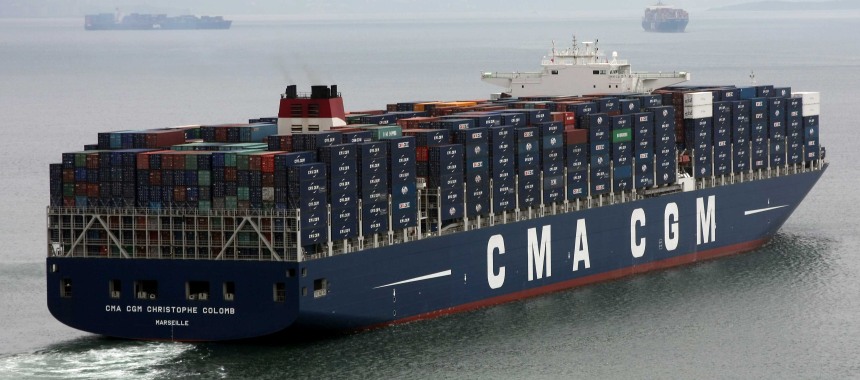 Гигантский контейнеровоз CMA CGM CHRISTOPHE COLOMB