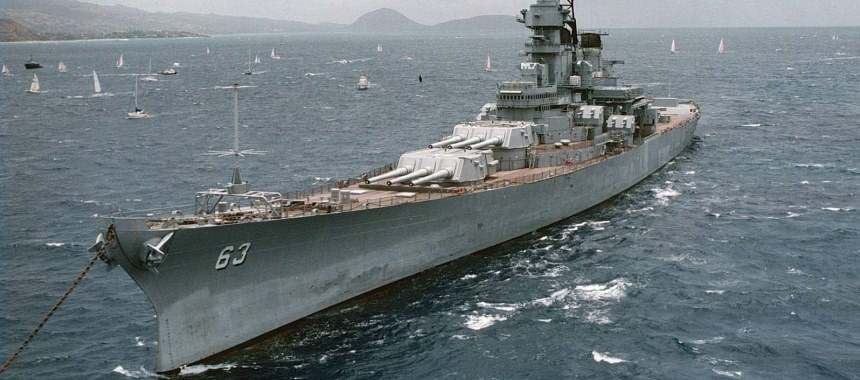 The battleship Missouri at anchor