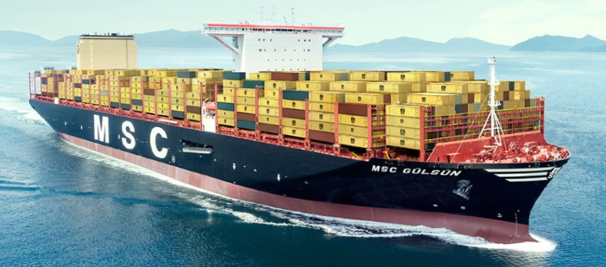 Крупнейший в мире контейнеровоз «MSC Gülsün» вмещает 24 тысячи контейнеров