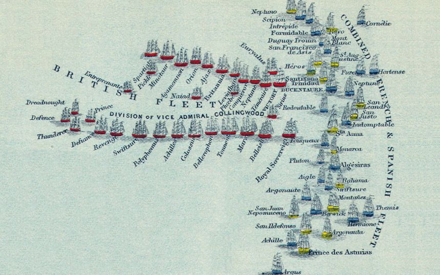 Схема расположения кораблей во время Трафальгарского морского сражения