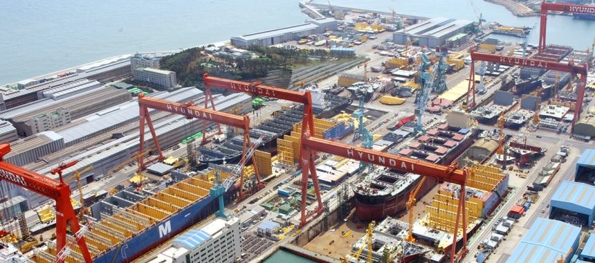 Самая крупная судостроительная верфь в мире компании «Hyundai Heavy Industries»