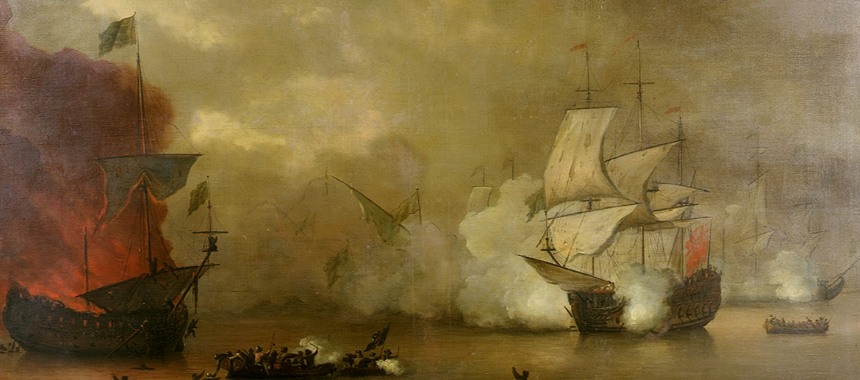 Гравюра Битва в гавани Портсмута