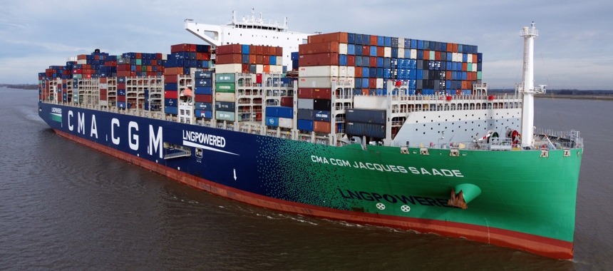 World’s largest LNG-Powered container ship CMA CGM Jacques Saade