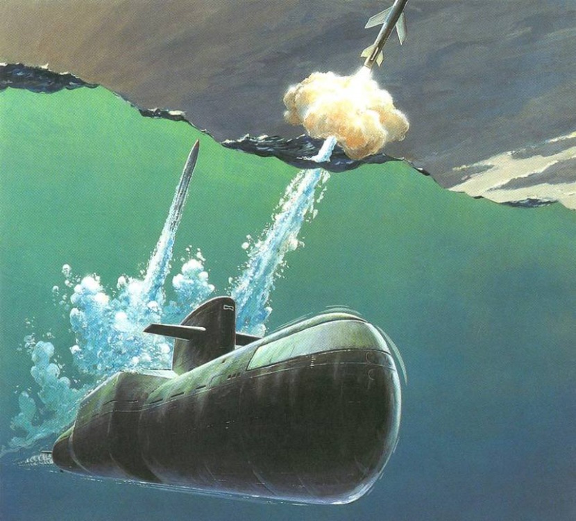 Схема применения подводной лодки проекта 667М Андромеда