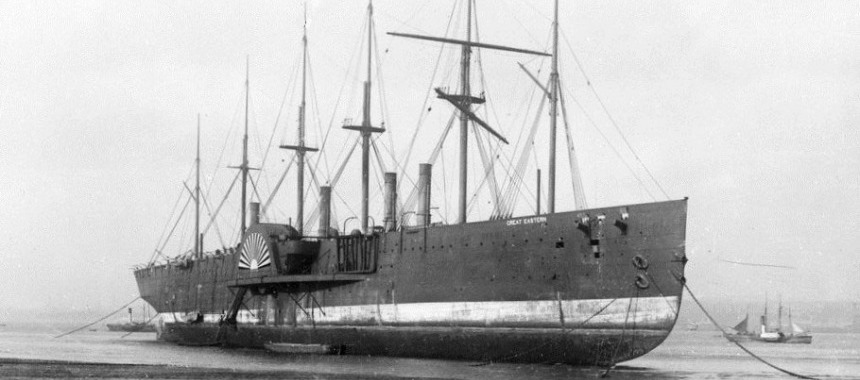 Great Eastern поставлен на слом на реке Мерси. 1889 год